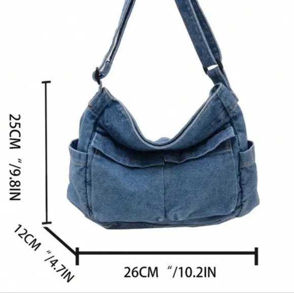 Restocked! NEW!  Trending denim tote bag.   Size medium - Picture 9 of 11